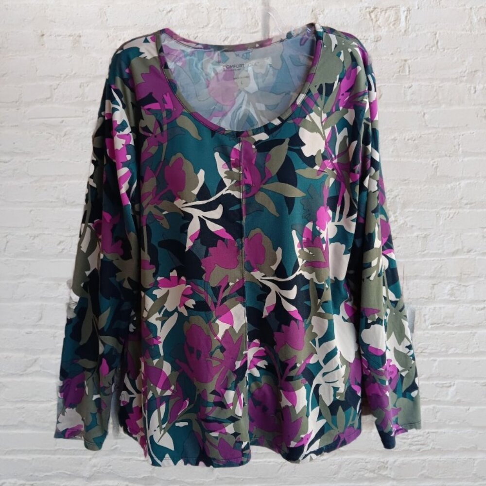Comfort Code by Cuddl Duds Women's Top Blouse Long Sleeves Multicolor Size L